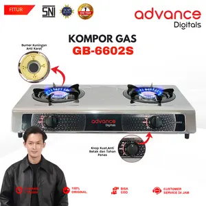 【Ekslusif Steven Stenly X Advance Digitals】Kompor Gas Stainless Advance GB-6602S 2 Tungku Bisa COD