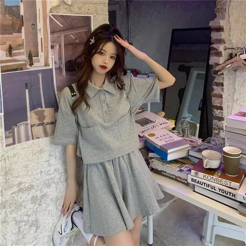 Bộ Đồ Thể Thao Thường Ngày Thời Trang Ngắn Hàn Quốc, Dành Cho Nữ, Hàng Mới Về Mùa Hè 8