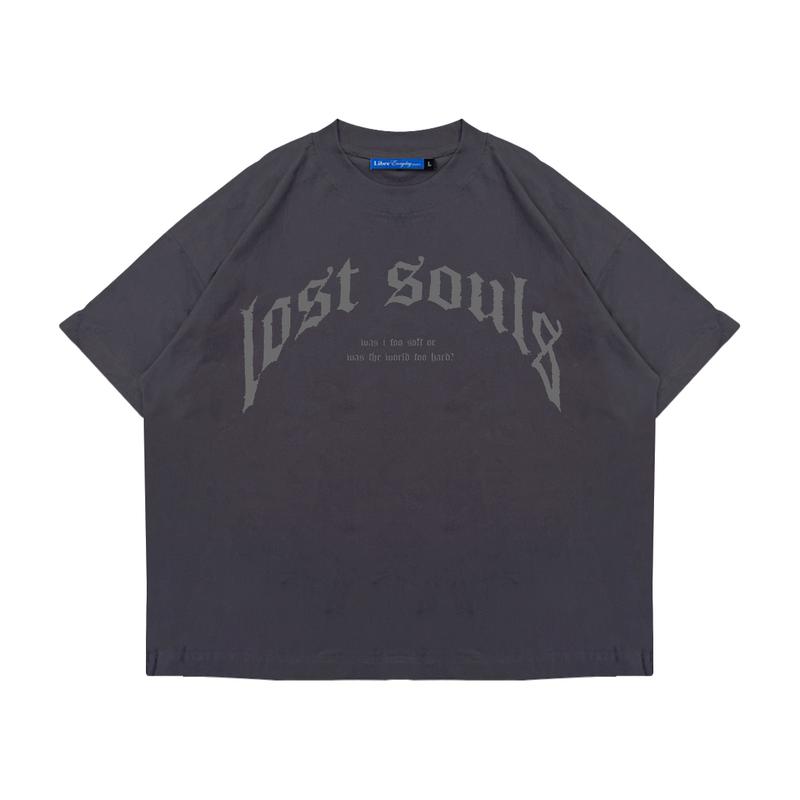 Oversize Boxy Tshirt Kaos Lost Souls Grey LIBRE 0