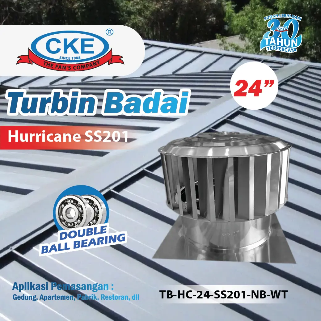 Turbin Ventilator Hurricane 24 Inch Roof Turbine Hurricane Ventilasi Atap Rumah Pabrik 24" Stainless Steel Turbin Sirip Lurus