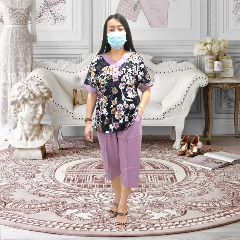 Baju Tidur Piyama/Setelan 7/8 Rayon Kombinasi Ukuran 3XL 4