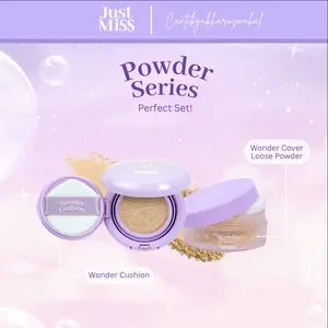 Just Miss Wonder Cover Loose Powder & Wonder Cushion SPF 30 PA+++ - Bundling Set Base Makeup untuk Tampilan Natural Glow Segar dan Terlindungi Seharian