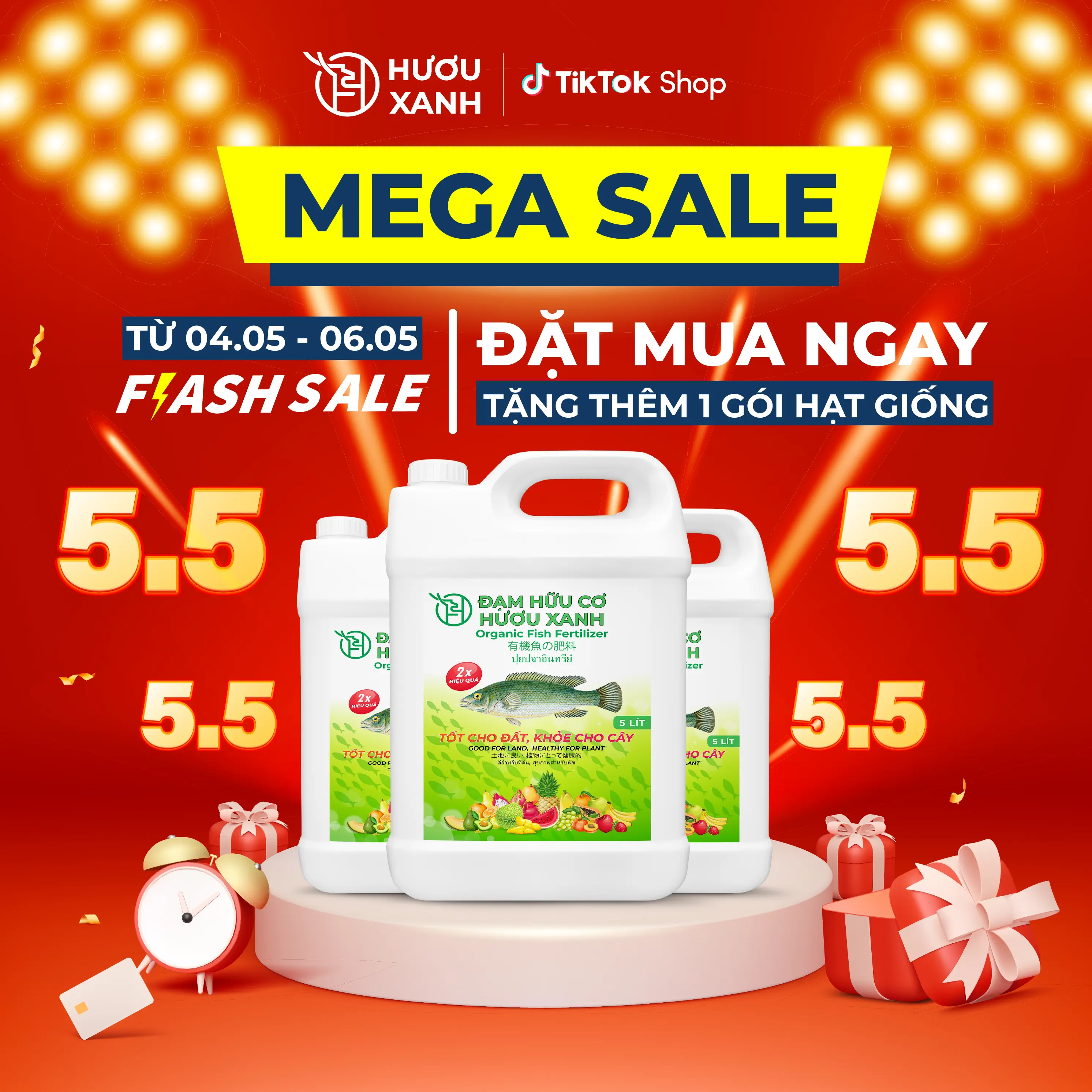 Đạm Hữu Cơ Hươu Xanh Giúp Cây Bật Mầm, Xanh Lá, Bung Cành, Đẻ Nhánh Mạnh, Nuôi Trái (Can 5 Lít)