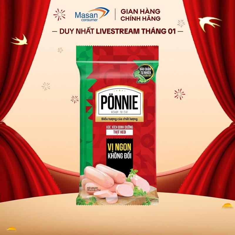 Xúc xích tiệt trùng Ponnie vị Heo 4cây x 70gr