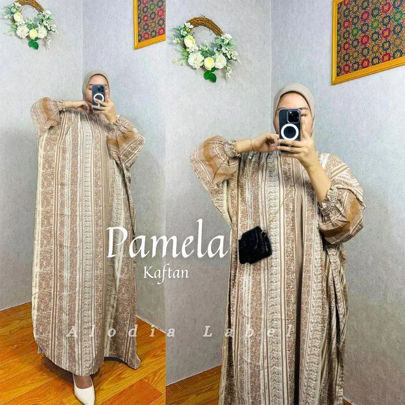 New Pamela kaftan jumbo bahan rayon busui muat sampai bb 150kg Hanya Boleh Dicuci Dengan Tangan Brown gami skaf 5