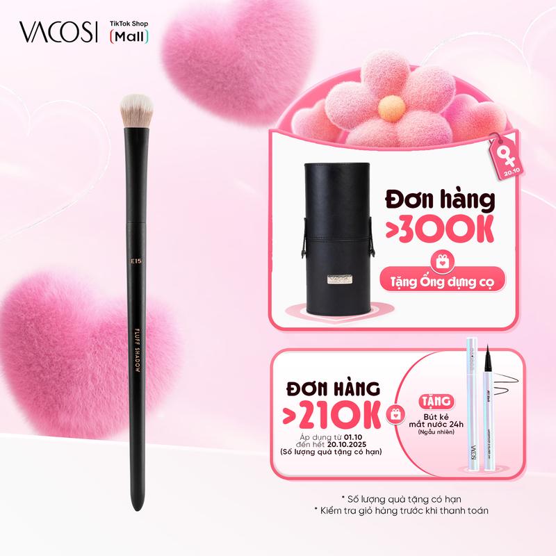 Cọ phủ và tán phấn mắt to VACOSI Thiết Kế Đầu Bầu, Lông Cọ Wavy & Straight, An Toàn Cho Da Mắt Nhạy Cảm, E15-Y24