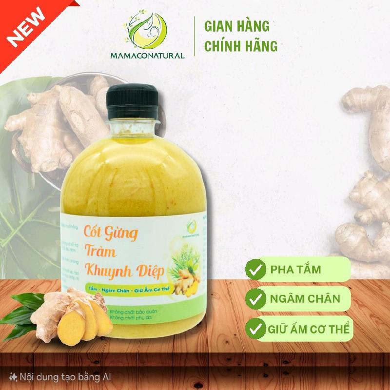  CỐT GỪNG-TRÀM-KHUYNH DIỆP MAMACONATURAL TẮM CHO BÉ 500ML  MẪU MỚI  