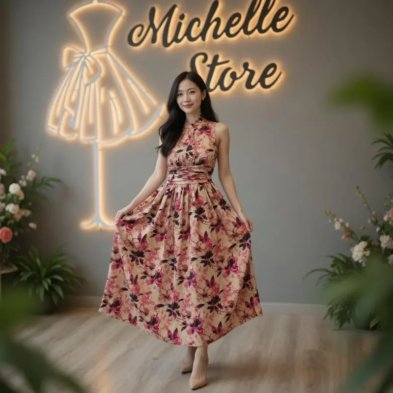 lace floral ruffle hem split maxi dress Vivienne Lace Ruffle Maxi Dress