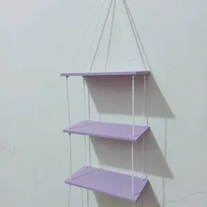 rak dinding minimalis 3 susun ungu