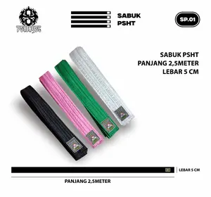 PSHT Sabuk Pencak Silat Siswa PSHT Polos Jambon Hijau Putih Panjang 2,5 Meter Lebar 5 cm Original PSHTNYEL