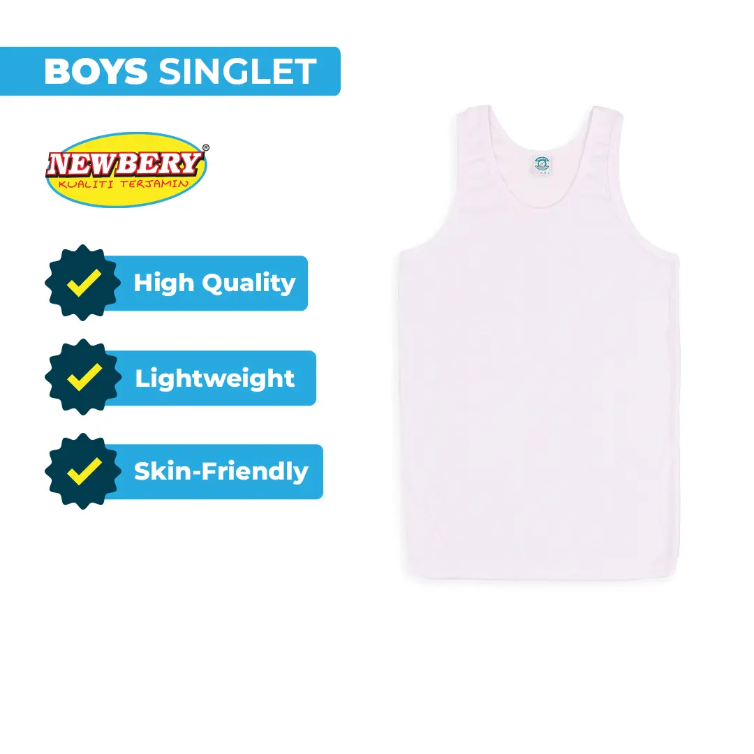 NEWBERY SINGLET SEKOLAH  PUTIH BUDAK & DEWASA / SINGLET SCHOOL PRIMARY & SECONDARY SCHOOL