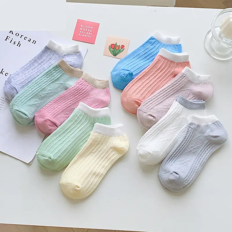 GU Kaos Kaki Pendek Import Korea Style Murah Polos Dibawah Mata Kaki Fashion Casual Sport Motif Garis Bahan Katun KK-05 5
