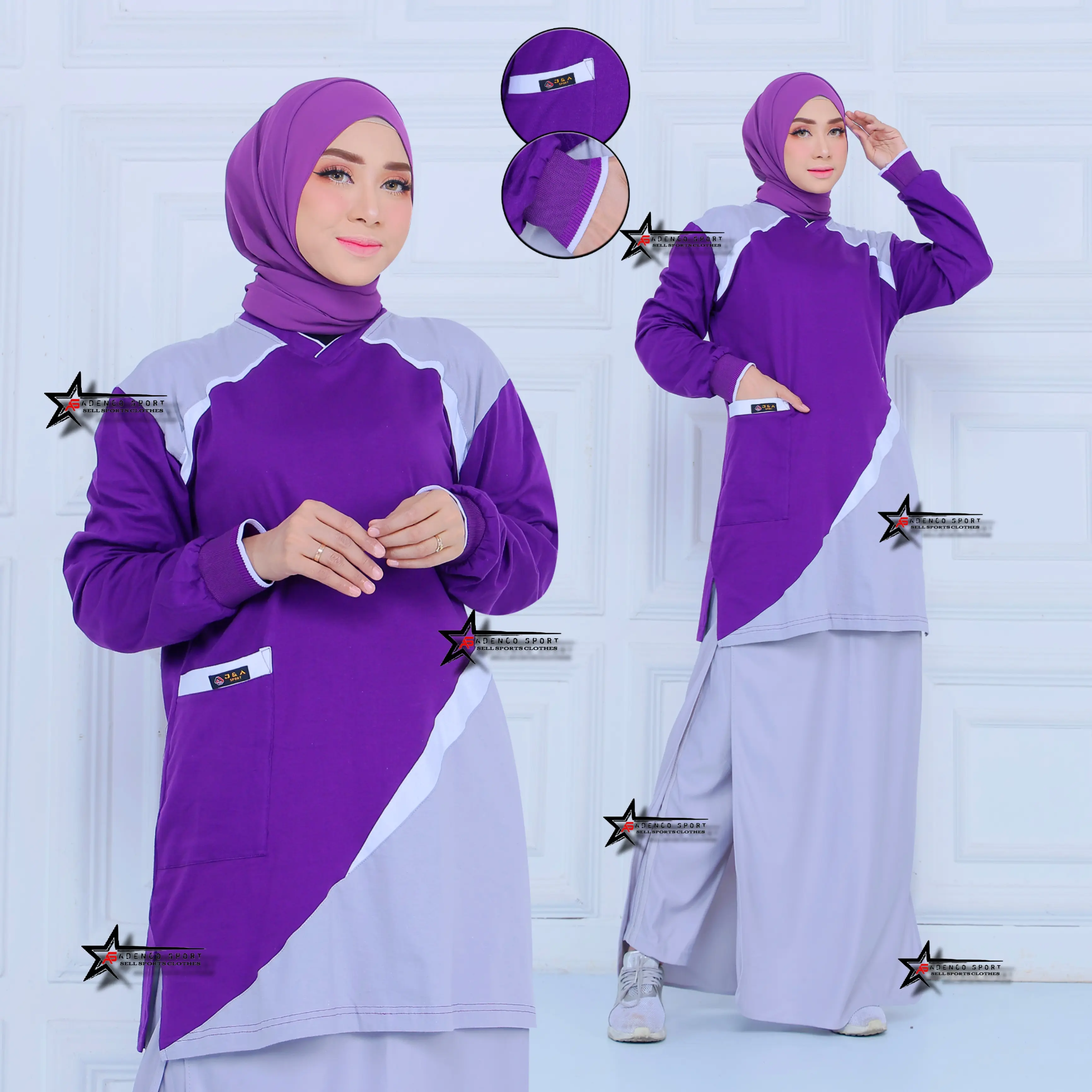 NEW !! Setelan Kaos Olahraga Senam Tunik Wanita Muslimah Celana Rok  (ROCELA) / Setelan Baju Olahraga Muslimah / Setelan Baju Senam Wanita Muslimah Panjang Sport  Polos Hitam