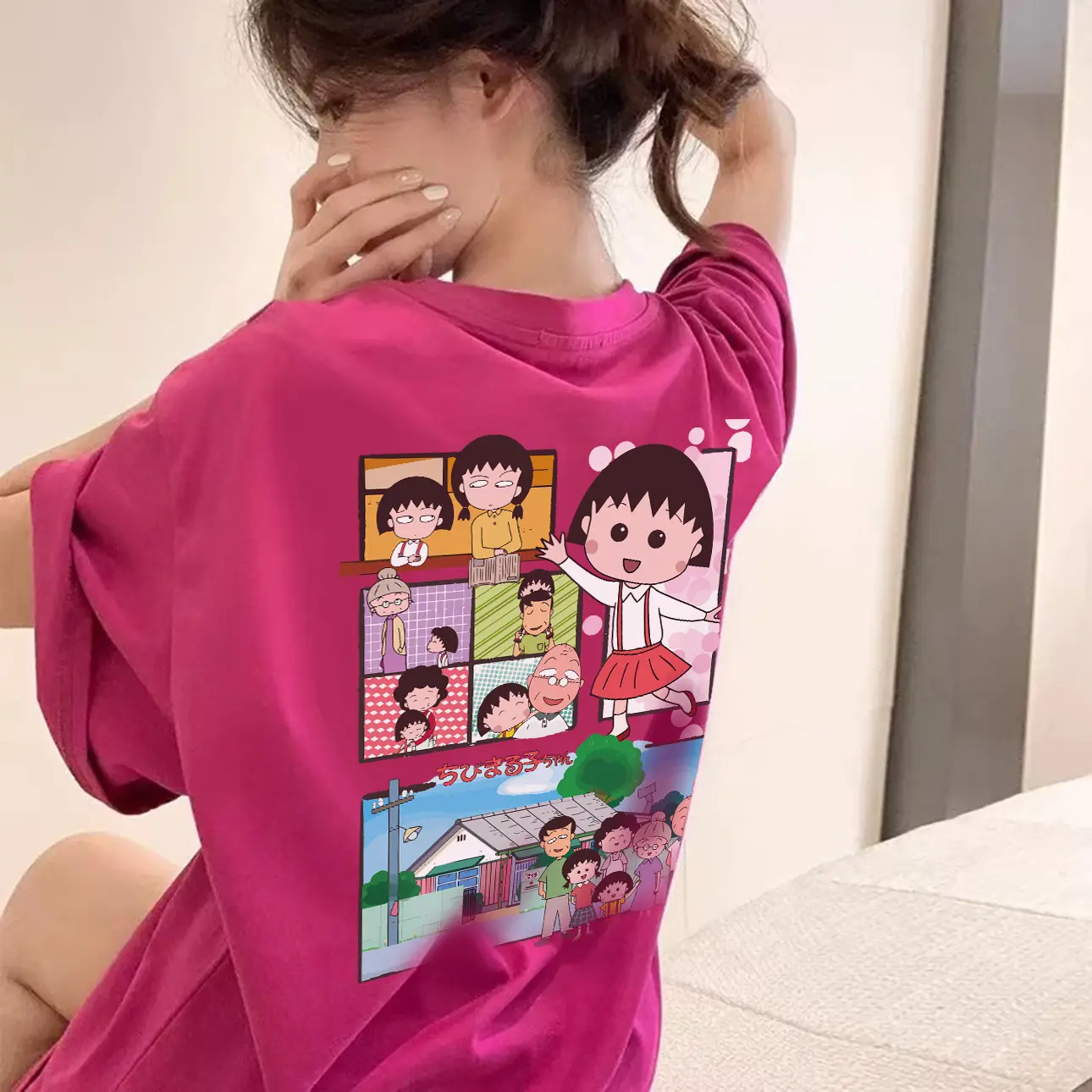 Áo Thun Cotton Ngắn Tay, Unisex, Dáng Rộng Vừa Vặn, Cổ Tròn, Thời Trang Mùa Hè, In Hình Hoạt Hình, Hàng Mới Về