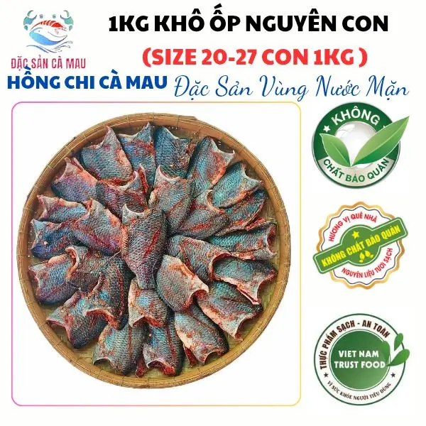 1KG KHÔ PHI VUÔNG ỐP NGUYÊN CON - ƯỐP ỚT VỪA ĂN (SIZE 20-22 CON)