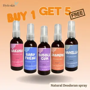 BELI 1 DAPAT 5 NATURAL DEODORAN SPRAY | DEODORAN TAWAS AMPUH MENCEGAH BAU KETIAK - BUBBLE GUM - Produk Tubuh 60ML Kering