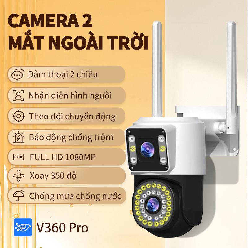 Camera Wifi 2 Mắt Ngoài Trời V360Pro – Xoay 355° Đàm Thoại 2 Chiều Xem Đêm Có Màu Chuẩn Chống Nước IP66 – Bảo Hành 1 Năm--1