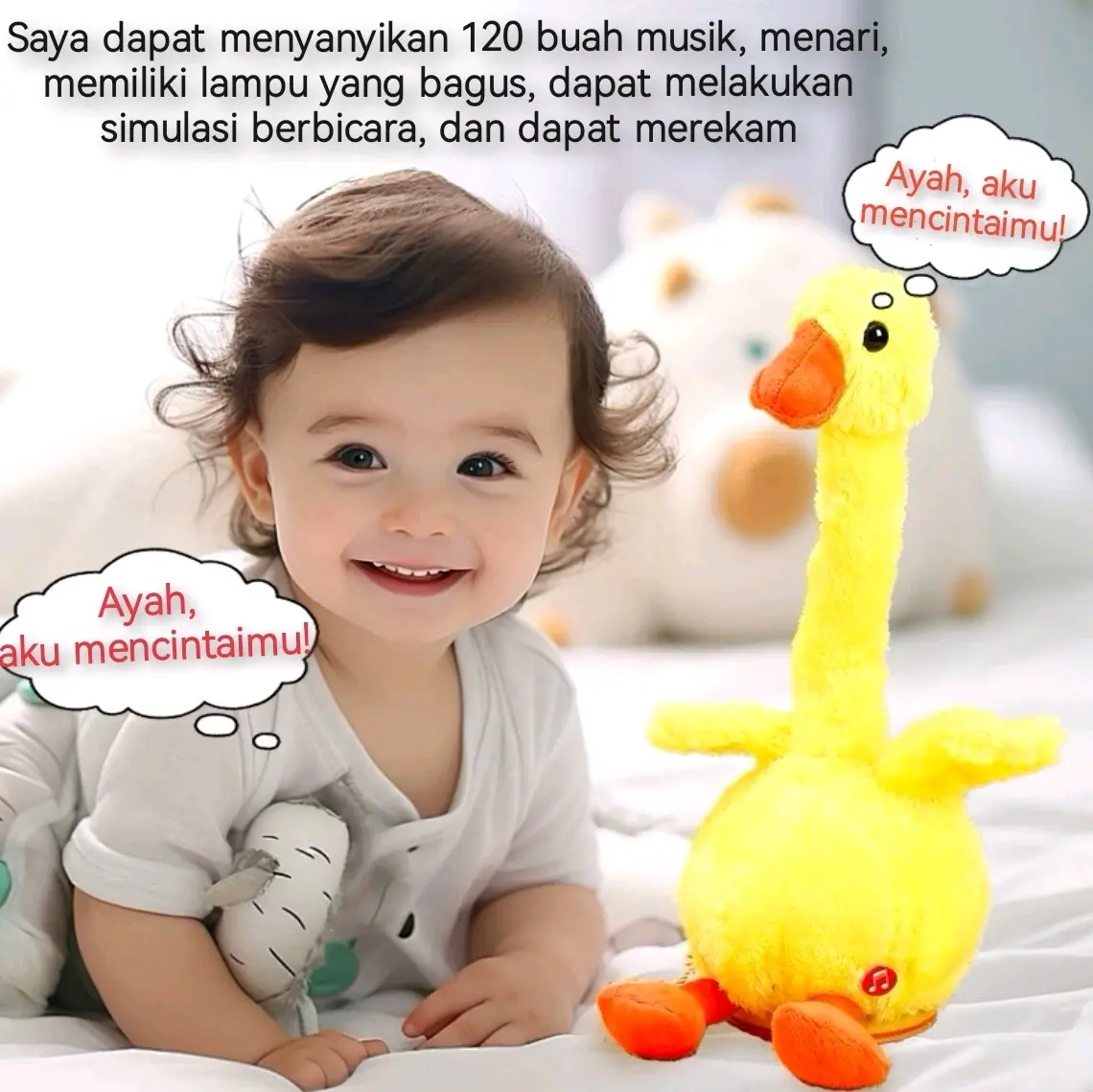 COD Boneka Bebek Ngomong Bebek Perekam Suara Musik Speaking Talking Duck anak bergerak kado  mainan  toy  toys