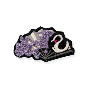 ป้าย แฟชั่น ปักลาย พัดลมและดอกไม้ เหมาะสำหรับเล่นกีฬา