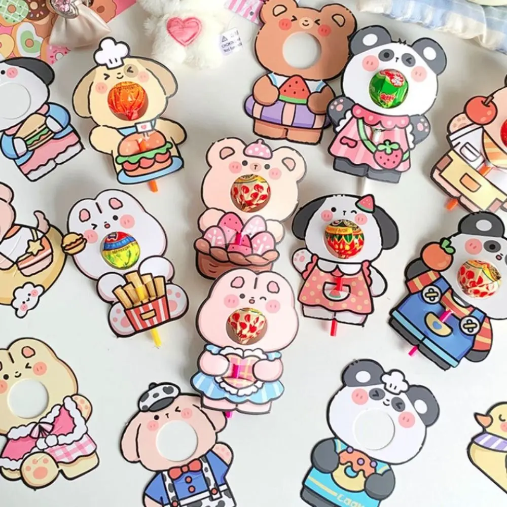 Cute Cartoon Pattern Lollipop Decorative Paper Card Korean DIY Packaging Lollipop Package Card Candy Holder Minimart Store Shop