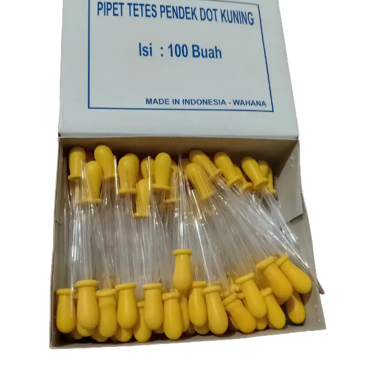 Pipet Tetes Kaca Pendek Kuning 9cm Isi 100 Pcs