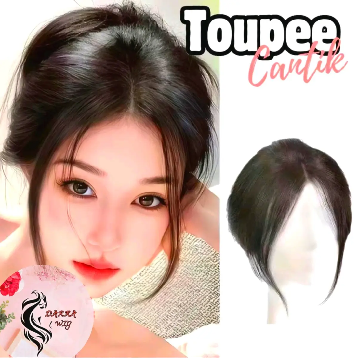 Toupee Hair Topper Hair Clip Belah Tengah Penutup Botak Penutup Uban Wig Hiar Clip 50 Cm
