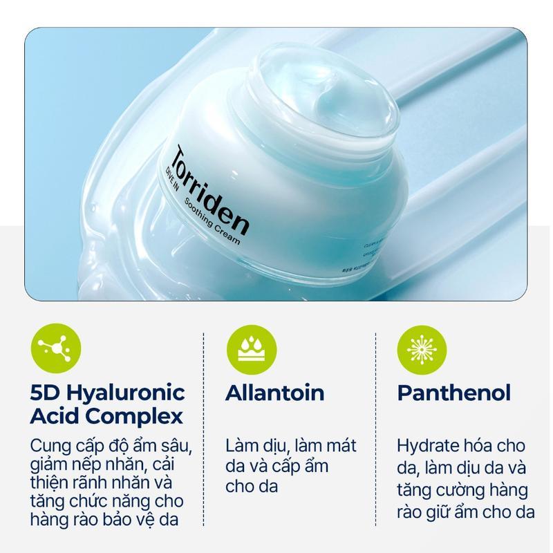 Kem Dưỡng Torriden Làm Dịu Mát, Dưỡng Ẩm Da 100ml DIVE-IN Low Molecular Hyaluronic Acid Soothing Cream | HASAKI BEAUTY 6
