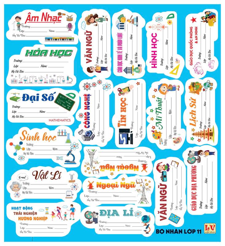() BỘ 5 Xấp Nhãn Tên Lớp/ Nhãn Tập Học Sinh / Nhãn Vở Có Keo / Nhãn Vở Môn Học Dán Thiết Kế Theo Từng Môn Học Theo Yêu Cầu, Tiện Lợi, Xinh Xắn