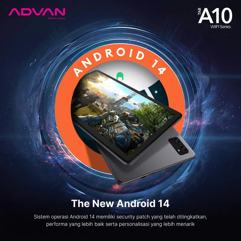 ADVAN TAB A10 WIFI 4GB/64GB 10.1 inch A523 Octa-core 5000 mAh IPS Screen Tablet Android 14 6