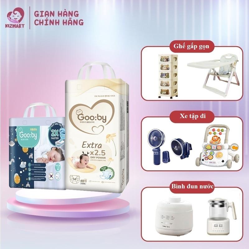 (Quà to) Combo 4 Tã/bỉm quần dán Gooby ngày - đêm chống tràn, an toàn, siêu thấm hút size NB/S/M/L/XL/XXL cho bé từ 4-20kg 0
