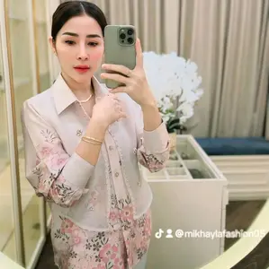 NEW Kemeja Satin Debora - Vest Motif Flower