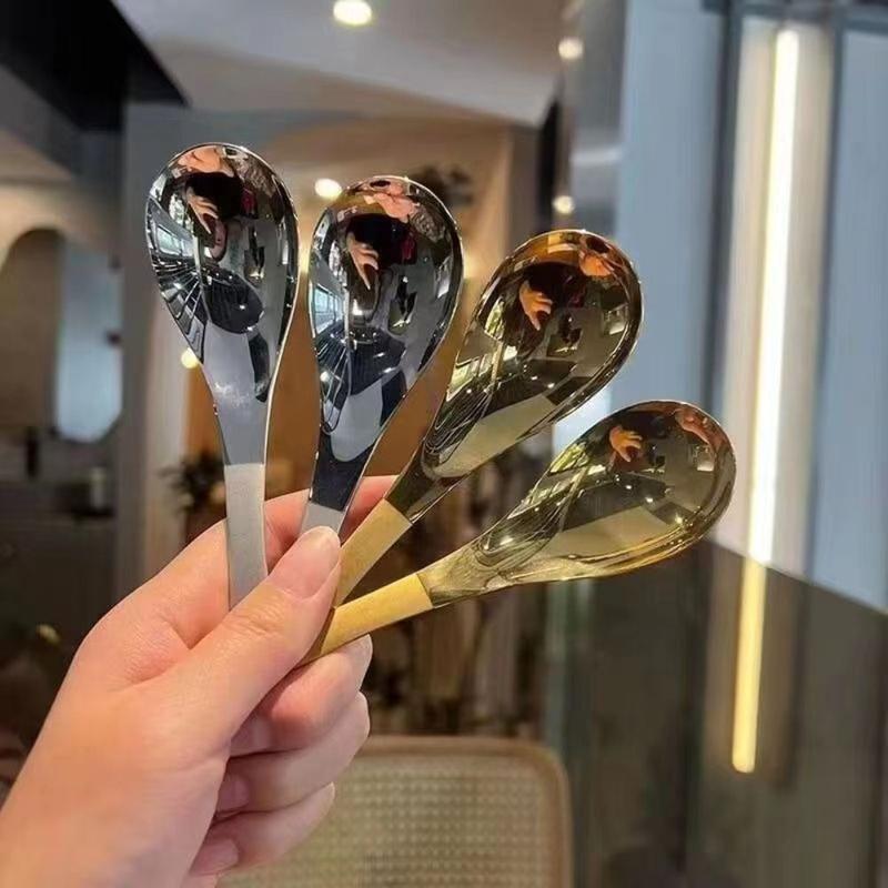 Thìa Súp, Đế Tròn, Mới, Thép Không Gỉ, Phụ Kiện Nhà Bếp, Dụng Cụ Nhà Bếp, Thìa Khuấy Gia Dụng, Thìa Tráng Miệng , 1