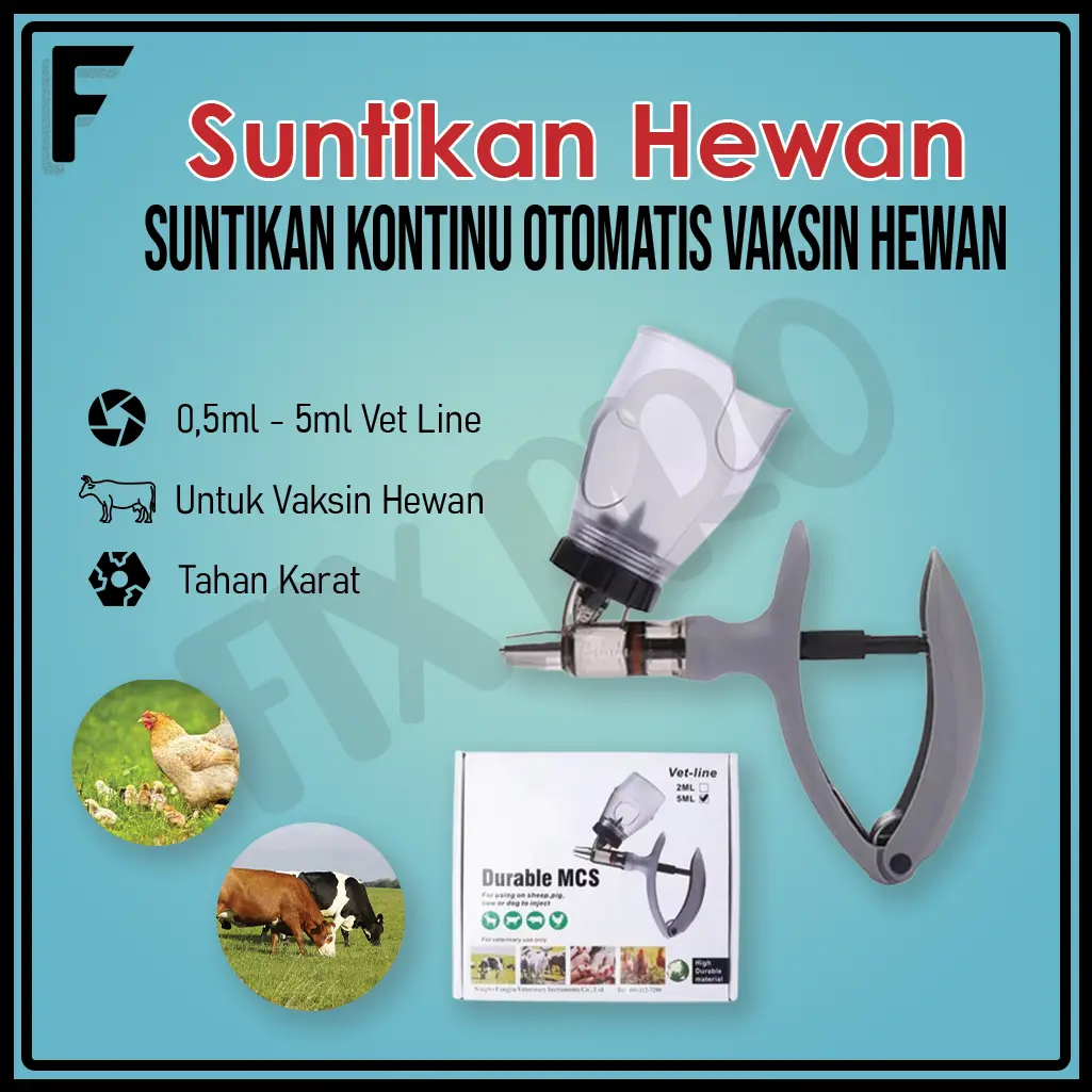 Suntikan Otomatis 5ml untuk Unggas - Alat Suntik Vaksin dengan Botol, Injektor Veteriner yang Dapat Disesuaikan