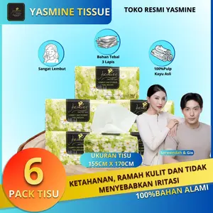 Yasmine Tisu 6 PACK 360 helai 3 ply soft facial tissue tisu serbaguna 100% Serat Alami Tidak Mengandung Bahan Kimia Aman untuk Semua Kulit
