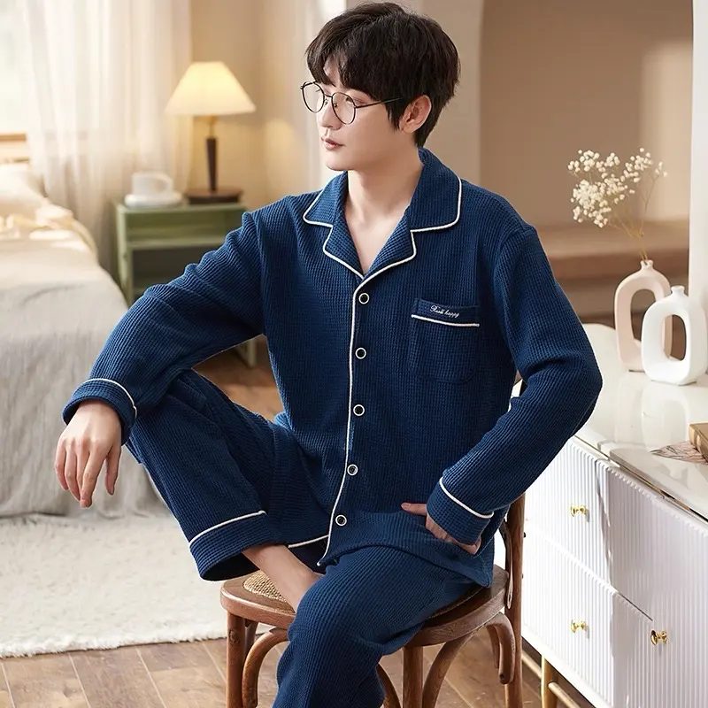 Markas Fashion99 Piyama Cowok Kancing Setelan Baju Tidur Laki Laki Katun Celana Panjang Pria Dewasa Pendek