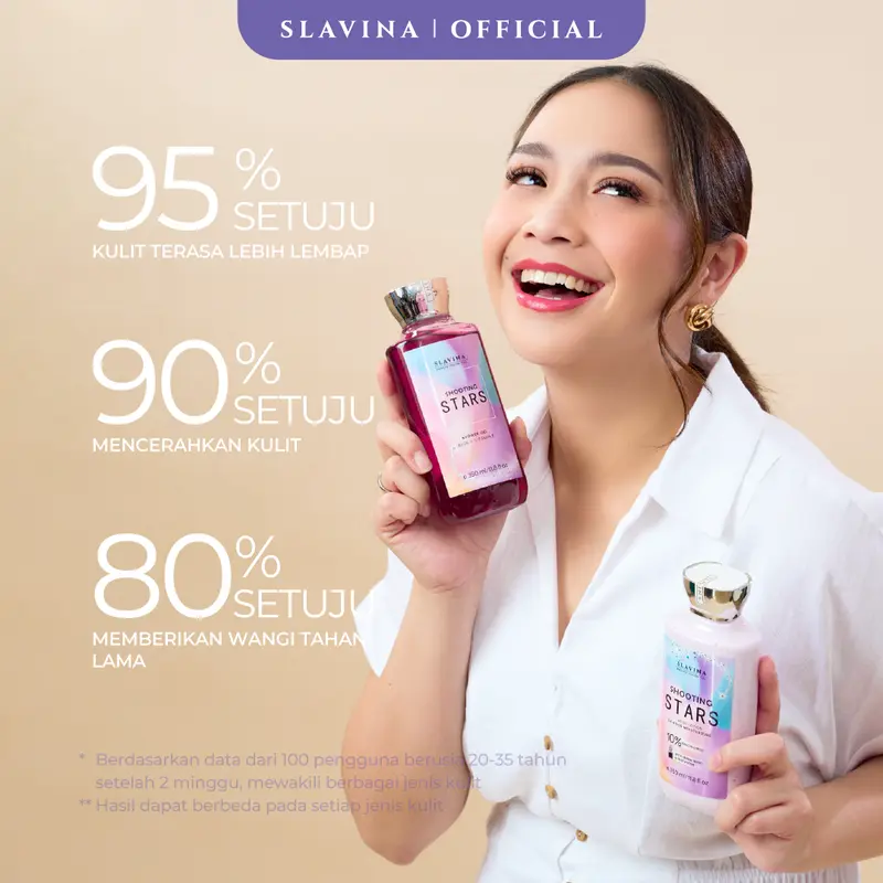 SLAVINA Body Lotion Red Opium + Shooting Stars (Mysterious Girl) by Nagita Slavina - 10% Niacinamide with Serum Burst Glutathione Moisturizing Whitening 2
