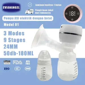 EVIANANGEL 01 Pompa ASI Elektrik Tanpa Kabel Otomatis Sepenuhnya Pompa ASI Portabel Pompa ASI Elektrik Tunggal Portabel Dapat Diisi Ulang Bebas BPA/Kantong ASI mooimom  pompa