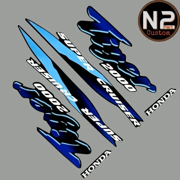 Sticker Striping polet honda Tiger 2000 biru Motorcycle 0