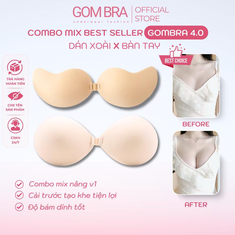 COMBO MIX TIỆN LỢI Áo dán ngực cài trước tiện lợi Gom Bra miếng dán vòng 1 nâng ngực gom quả tạo khe siêu dính -COMBOMIX