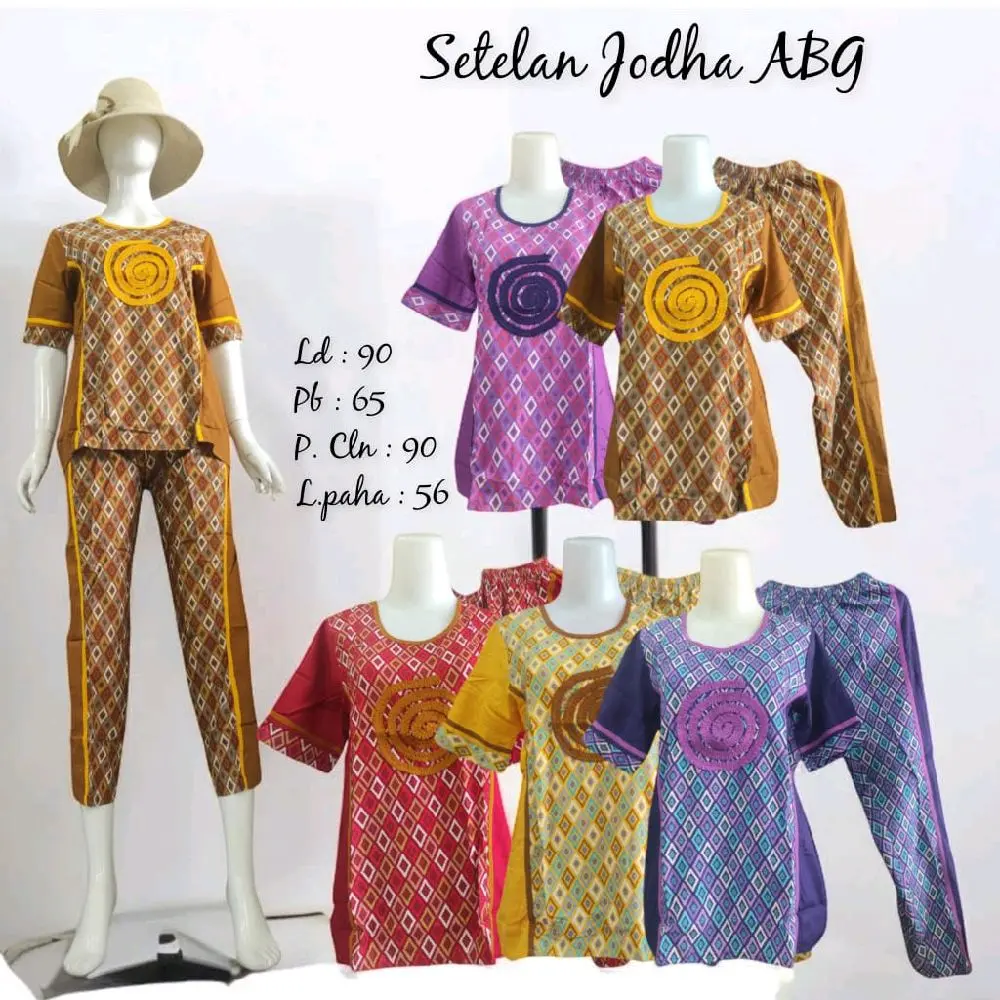 SETELAN JODHA ABG BATIK TANGGUNG WANITA Baju Katun Celana Panjang