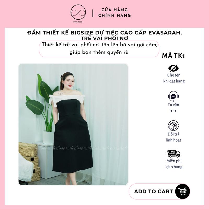 Mã TK1 – Đầm trễ vai phối nơ bigsize dáng dài vải tuyết mưa mềm mịn tôn dáng