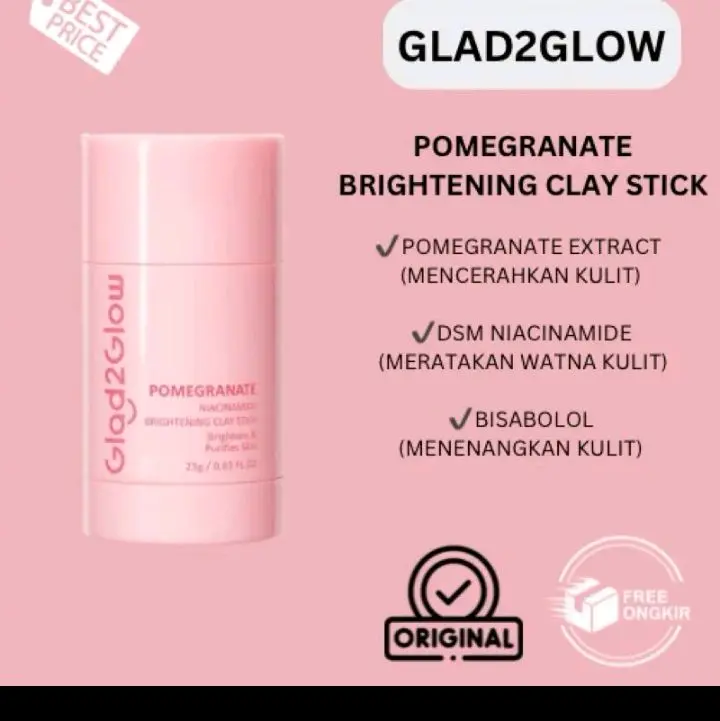 GLAD2GLOW POMEGRANATE BRIGHTENING CLAY STICK Mencerahkan