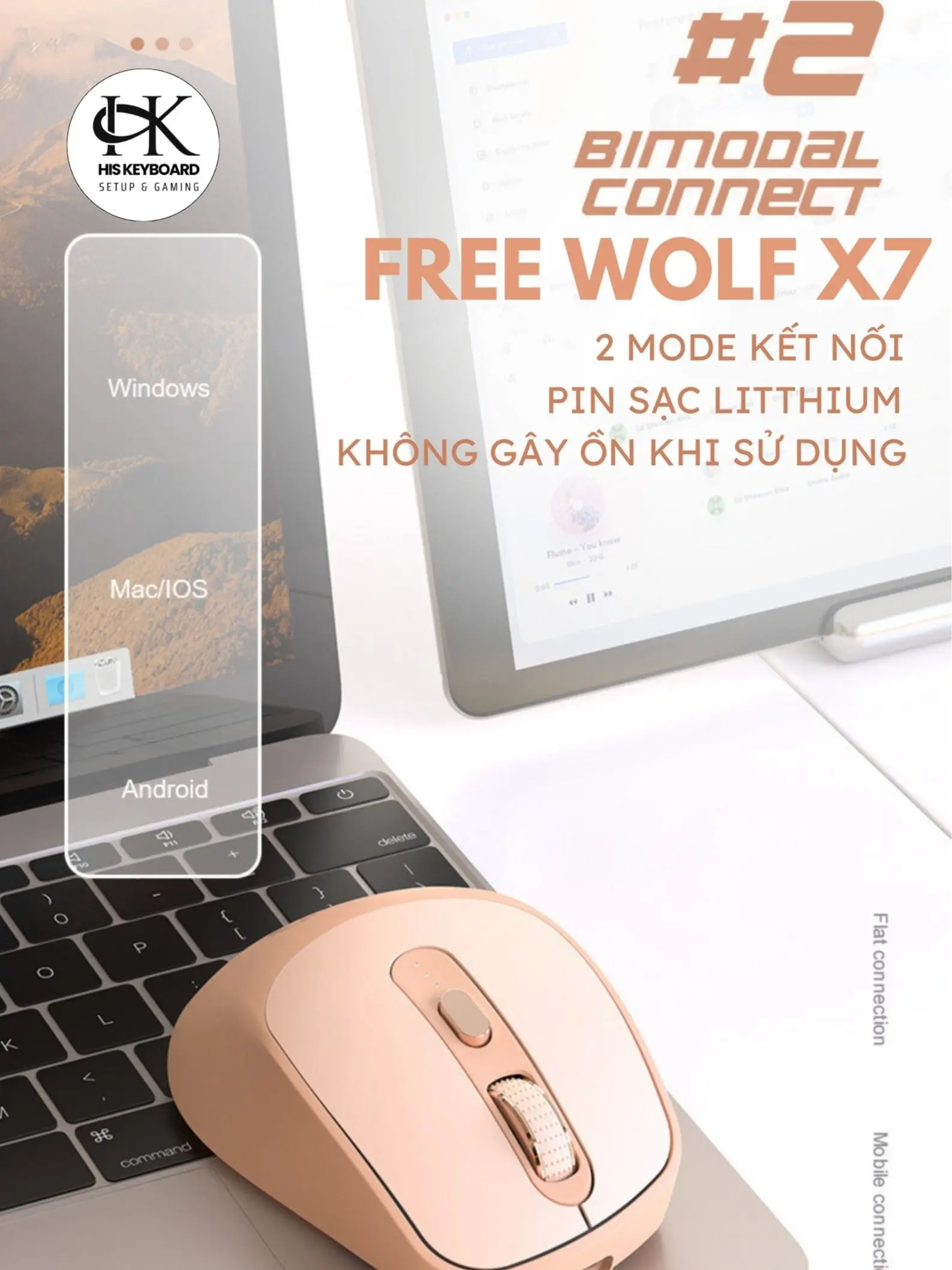 Chuột Không Dây Văn Phòng FreeWolf X7 Bluetooth 5.0 Pin Sạc Type-C 5 Cấp DPI Silent Click Không Ồn | BigBuy360 - bigbuy360.vn