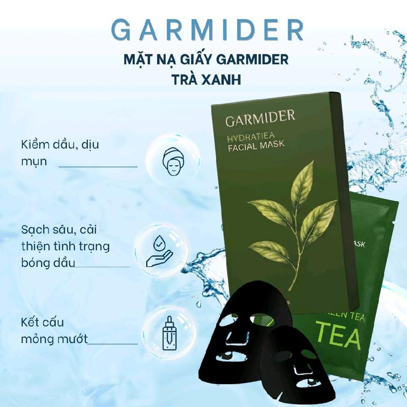 Mặt Nạ Trà Xanh (Garmider) Hỗ Trợ Giảm Mụn 10 miếng/Hộp