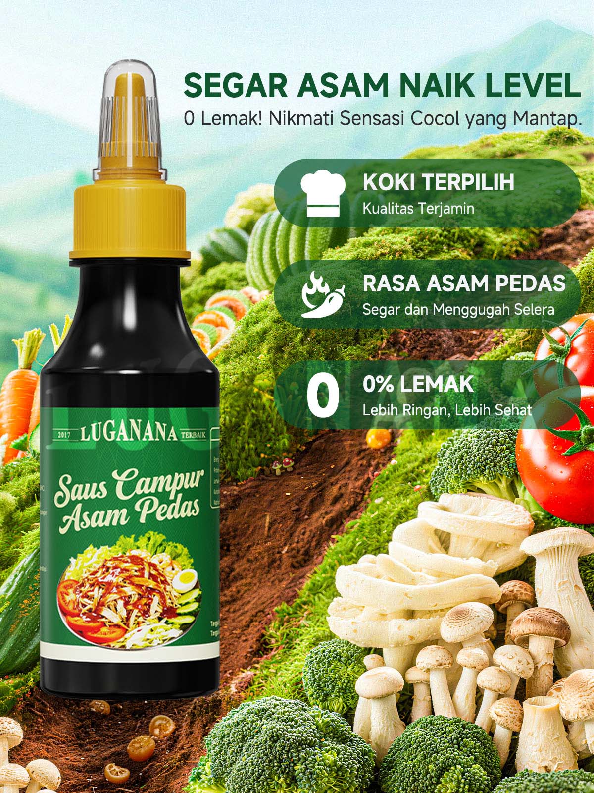 LUGANANA Pearl River Bridge Saus Salad Dingin & Saus Celup Cocok untuk Rumput Laut Mentimun Daging Sapi Dingin Mie Dingin & Mie Soba