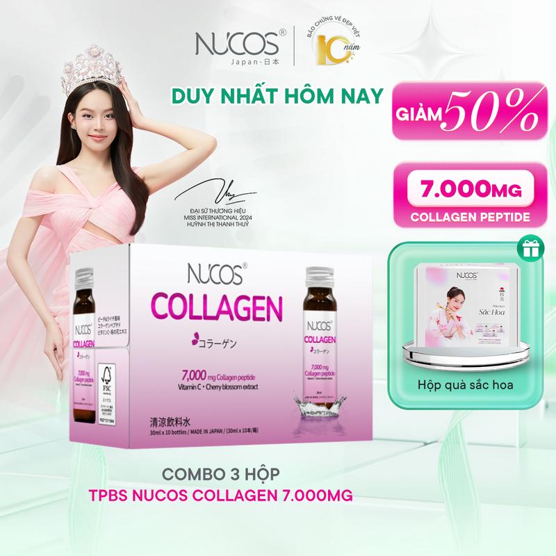 [Deal 1] Combo 3 Hộp TPBS Nước Uống Collagen Nucos 7000mg 3 Hộp x 10 chai x 30 ml
