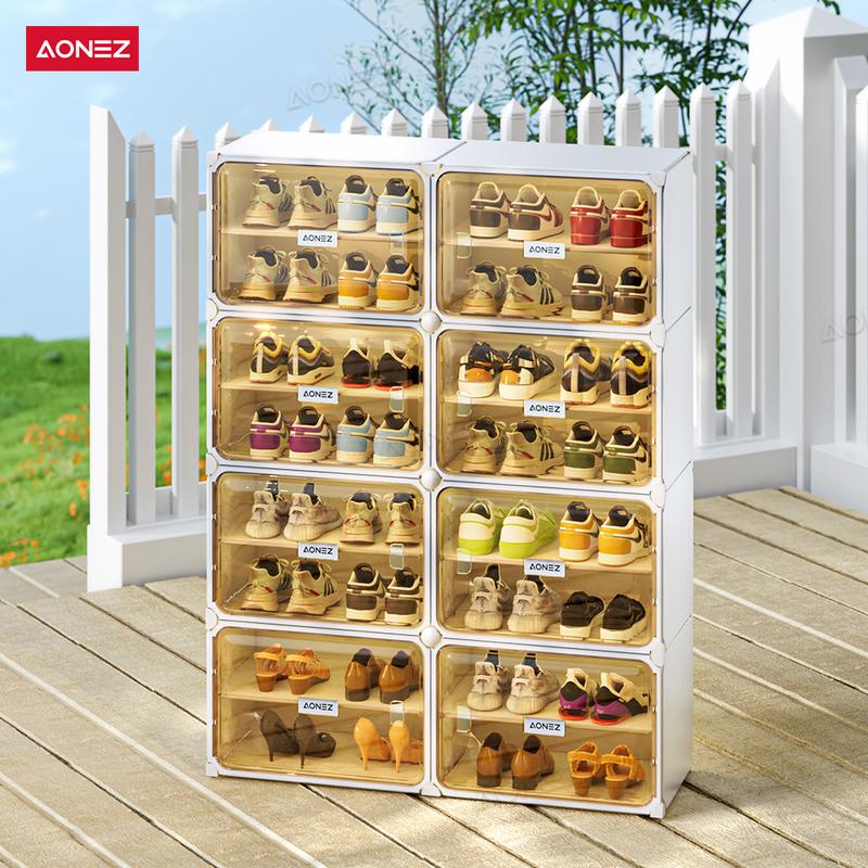 Product Introduction of 【30Hari Garansi】 AONEZ Rak Sepatu Tertutup 8 Slot - Lemari Sepatu Transparan Anti Debu untuk Penyimpanan Sepatu dan Tas di Rumah 4