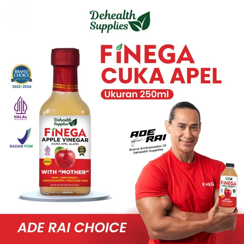 Cuka Apel FINEGA by Ade Rai Dehealth 1 liter 500ml Asli Original 1