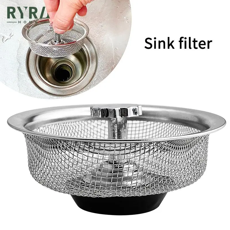 Stainless Steel Kitchen Sink Drain Straine Anti-Clogging Drain Filter for  Bathroom Drain Strainer-silver
