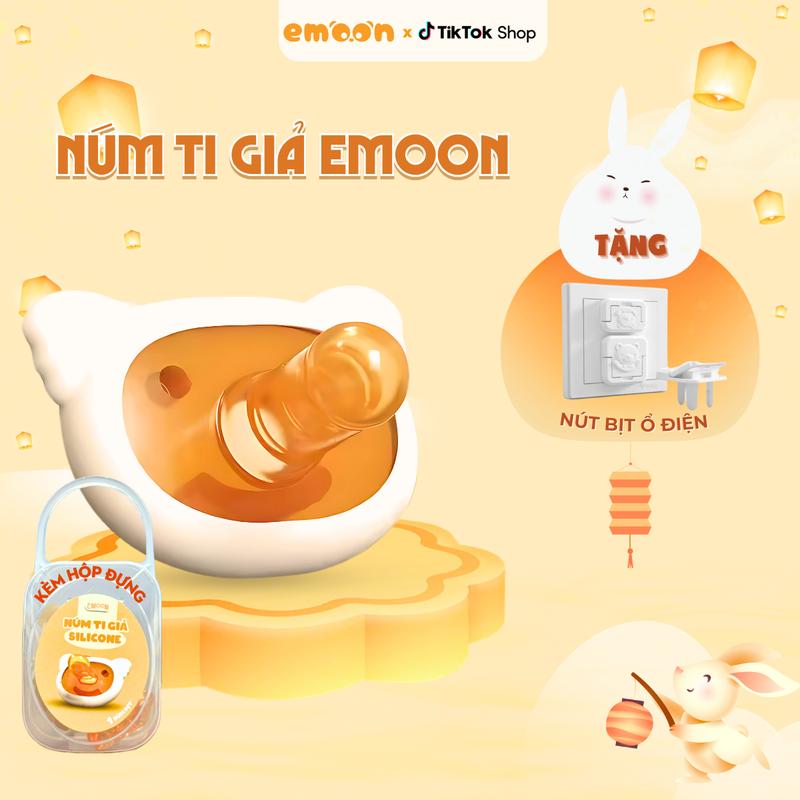 Đồ chơi xoa dịu cho bé EMOON Núm Ti Giả Silicone kháng khuẩn siêu mềm